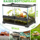Mini Reptile Glass Terrarium 12"x8"x8" Durable Reptile Habitat Tank with Heat Resistant Aluminum Alloy Frame, Double Swinging Doors for no Jam by Sand and Other Debris