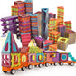 Magnetic Tiles Building Blocks with 4 Cars Magnet Train Set for Kids Construction STEM Toy Preschool Educational Creativity Learning Brithday Gift for Girls Boys Toddlers 3 4 5 6 7 8