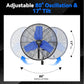Pro 9500 CFM 24" Outdoor IP44 Waterproof Wall Mount Fan, 3-Speed Oscillating Metal Fans with Enclosure Motor, Heavy Duty Wall Fan for Patio, Warehouse, Garage, and Jobsite