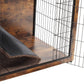 DWANTON Dog Crate Furniture with Cushion, Wooden Kennel Table with Double Doors, Indoor Dog House, Extra Large Size, 43.3" L, Rustic Brown