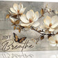 Floral Magnolia Bathroom Pictures Wall Art, Just Breathe Bathroom Wall Decor, Flower Butterfly Framed Painting Canvas Artwork for Bedroom Living Room Decorations 24"L x 16"W