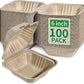 Aricsen Compostable 100 Pack 6x6 Inch Disposable Square Small Lunch Box Takeout Containers with Lid To Go Take Out Clamshell for Food, Eco-Friendly Biodegradable Bagasse, PFAS-Free, Unbleached Brown