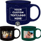 DISCOUNT PROMOS Custom Ceramic Campfire Coffee Mugs 13 oz. Set of 1, Personalized Bulk Pack - Perfect for Tea, Espresso, Cappuccino, Hot Cocoa - Blue