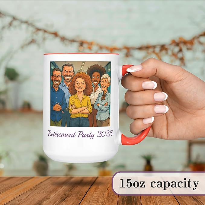 Personalized Coffee Mug, Custom Photo Caricature Gift, Funny Customized Coffee Gift for Men & Women, Custom Mugs with Pictures, Orange 15oz Customized Ceramic Tea Cup