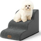 Dog Stairs for Small Dogs 15.7" H, Curved Dog Step for Puppy, Older Cat, Medium Pet Ramp for Sofa, Couch or Chair, Ladder with High Density Foam, 15.7x22.4x15.7 inch, 3 Step, Dark Grey