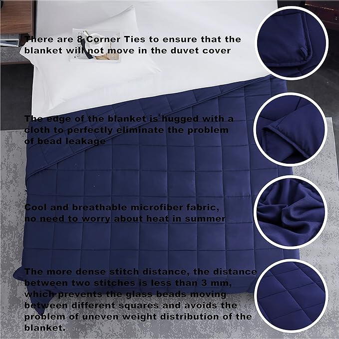 L'AGRATY Weighted Blanket - 80"x87" 25lbs Cooling Breathable Heavy Blanket Microfiber Material with Glass Beads Big Blanket for Adult All-Season Summer Fall Winter Soft Thick Comfort Blanket