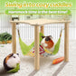 Guinea Pigs Hammock with Natural Wooden Stand - Hanging Hammock Bed for Piggies Chinchilla Hamster Bunny Ferrets Hiding Sleeping