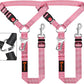 Removable Dog Seat Belt Harness for Car, 3 in 1 Pet Dog Car Seatbelt Leash, Retractable Restraint Secures to Vehicle Headrest & Adjustable Reflective Bungee Dog Seatbelt Tether, Pink