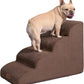 EHEYCIGA Curved Dog Stairs Ramp for High Beds 19.7" H, 4-Step Dog Steps for Small Dogs and Cats, Pet Stairs for High Bed Climbing, Non-Slip Balanced Pet Step Indoor, Brown