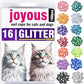 joyous 16x Glitter Colors / 160 pcs | Cat Nail Caps | Cat Claw Covers with Adhesives and Applicators (XS)