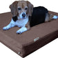 Dogbed4less Large Orthopedic Memory Foam Dog Bed for Medium to Large Dogs with Durable Waterproof Internal Case, Removable Washable Denim Cover + Bonus Pet Bed Case, 41X27X4 Fit 42X28 Dog Crate, Brown
