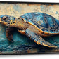 Large Nautical Turtle Wall Art for Living Room, Coastal Ocean Canvas Oversized Wall Decor, Beach Aesthetics Framed Pictures Painting Print Artwork for Bedroom Office 60L" x 30W"