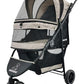 ROODO 3 Wheel Dog Pet Cat Stroller Best Lightweight Foldable Compact Portable Jogger All Terrain Travel Pet Gear Puppy Kitty Stroller for up to 30lbs Medium Small Dogs and Cats(Light Khaki)
