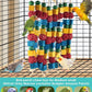 Large Parrot Toys, 17.7 inch Multicolored Natural Wooden Blocks Beads Rattan Balls, Bird Chew and Hanging Tearing Toys for Large Medium Birds Macaws African Grey Cockatoos Amazon Parrots
