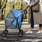 MoNiBloom 4 Wheels Pet Stroller, Easy-Fold Umbrella Shaped Dog Cat Jogger Stroller w/Storage Bag & Visible Mesh for Small/Medium Dogs Cats Sky Blue Polka Dots