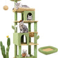 Globlazer Heavy Duty Cactus Cat Tree for Large Cats, Sturdy 72in Maine Coon Cat Tree for Large Cats 20 lbs+ Cactus Cat Tower for Adult Biggest Cats with 6 Scratching Posts, Hammock, S72, Green