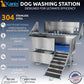 KANIS Professional Dog Washing Station - 304 Stainless Steel Pet Wash Sink & Grooming Bath Tub for Home with Ramp, Shower, Floor Grate, Storage Drawers, and Faucet for Large, Medium & Small Pets