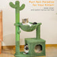 Cactus Cat Tree 40" Cat Tower with Large Metal Carpet Hammock, Cat Scratching Post for Indoor Cats with Condo & Replaceable Toy Ball, Green