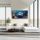 Large Ocean Shark Wall Art for Living Room, Framed Oversized Shark Fish Wall Decor Underwater Marine Life Canvas Painting Modern Artwork for Living Room Bathroom Bedroom Office Dining Room 60"x30"