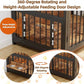 Large Dog Crate Furniture, 48 Inch Wooden Dog Crate, Heavy Duty Dogs Kennel with 2 Drawers Storage, 360° Adjustable Raised Feeder, Indoor Dogs House End Table
