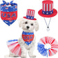 SCENEREAL 4th of July Dog Bandana Dress with Hat Set, Independence Dog Costume for Small Sized Dogs, Cute Tutu Skirt Outfit for Party