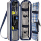 ALLCAMP Wine Tote Bag with Cooler Compartment，Picnic Set Carrying Two Sets of Tableware（Blue Stripe）