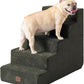 EHEYCIGA Dog Stairs for High Bed 22.5" H, 5-Step Dog Steps for Bed, Pet Steps for Small Dogs and Cats, Non-Slip Balanced Pet Ramp Indoor, Olive Green