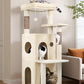 Globlazer Cat Tree Tower for Indoor Cats, 50-inch Adult Cat Tree House for Large Adult Cats with Steps, Scratching Post, 2 Cat Caves, Dangling Toys, FC50, Beige