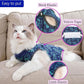 Cat Surgery Recovery Suit Cat Onesie for Cats After Surgery for Surgical Abdominal Wound Or Skin Diseases E-Collar Alternative Wear Neutering Bodysuit Wear (Dark-Blue-S)