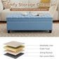 51" Fabric Storage Ottoman Bench, Upholstered Rectangle End of Bed Storage Ottoman Tufted Living Room Bedroom Bench with Safety Hinge, Solid Wood Legs, Loads 500 lb(Light Blue)