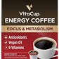 VitaCup Energy Dark Roast Coffee Pods, Boost Focus & Metabolism, Antioxidants, B Vitamins, Bold & Smooth,100% Arabica Coffee, Recyclable Single Serve Pod Compatible with Keurig K-Cup Brewers,64 Ct