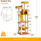 MWPO Cat Tree, 70.1-Inch Tall Cat Tower for Indoor Cats Large Adult, Multi-Level Cat Condo with 5 Scratching Posts, 2 Padded Perches, Hammock, Dangling Toys, Yellow