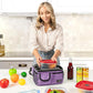 opux Lunch Bag Women Insulated, Adult Lunch Box Cooler, Lunch Box for Men, Dual Compartment Lunchbox for Work, Leakproof Double Decker Lunch Bag, Soft Lunch Pail Tote Girls Boys Kids School, Purple