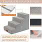GGIB Non-Slip Pet Stairs for Small Dogs & Cats - 4-Step, Removable Washable Cover, Light Grey, 17" H