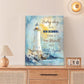 Ocean Lighthouse Pictures Wall Art, Coastal Nautical Bathroom Wall Decor Every Day is a New Beginning Motivational Quote Framed Painting Canvas Artwork for Bedroom Living Room Decorations 16"L x 12"W