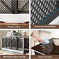 COZPAW 78 Inch Double Dog Crate Furniture, Extra Large Dog Kennel Indoor for Medium Large 2 Dogs, Heavy Duty Dog Cage Chew-Resistant Steel and Wooden Pet House with Removable Divider (White Brown)