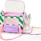 BurgeonNest Cat Carrier, Dog Cat Carriers for Large Medium Cats Under 20 lbs, Soft Sided Pet Carrier, Collapsible Travel Carry Puppy Kitten Cat Carrier with Big Side Bag (Medium, Pink-Green)