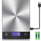 CROWNFUL Food Scale, Rechargeable 304 Stainless Steel Digital Kitchen Scale Upto 33lb Weight Grams and Ounces with LCD Display and Type-C Charging for Baking and Cooking