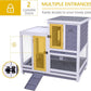 GEGURI Rabbit Hutch, Two-Story Indoor Bunny Cage, Outdoor Guinea Pig Cages for Small Animals with Wheels, Removable Tray
