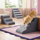 Lesure Dog Stairs for Large Dogs Pet Steps Ramp for High Bed and Couch with CertiPUR-US Certified Foam with Non-Slip Bottom, Grey, 4 Steps
