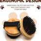 The Buddy System Pet Close Brush, Soft Touch Oval Palm Brush - Bamboo Massage Handheld with Soft Boar Bristles and Elastic Band for Dogs and Cats
