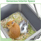 Coziwow Rabbit Hutch, Outdoor Cat House Weatherproof, Bunny Cage Indoor with Openable, Portable Small Animals Shelters with Nonslip Ramp for Hideout Rabbits/Feral Cats/Chicken/Duck/Small Animals-Gray