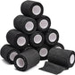 TOBWOLF 12PCS First Aid Self Adherent Bandage, 3" x5yd / 7.5cmx4.5m Cohesive Bandage Tape Wrap, Elastic Athletic Non Woven Fabric Sport Wrap for Sports, Medical - Black
