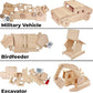 Kraftic Woodworking Building Kit for Kids and Adults, 3 Educational DIY Carpentry Construction Wood Model Kit STEM Toy Projects for Boys and Girls - Wooden Military Vehicle, Excavator and Bird-Feeder