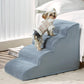 Dog Steps for Bed, 4-Steps Dog Ramp for Bed, Pet Stairs with Highly Supportive Foam and Non-Slip Bottom, Dog Stairs for Large Dogs and Medium Dogs (High 19.7 Inch), Grey