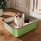 Stainless Steel Litter Box, Large Metal Cat Litter Box with High Sided for Big and Small Cats, Non-Stick, Easy to Clean, Odor-Free, 17.5" L×13.6" W×5.9" H, Leaf Green