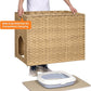 Cat Litter Box Enclosure with Litter Trapping Mat; Handwoven Plastic Rattan Cat House; No Installation Hidden Cat Washroom; Pet Crate for Balcony,Bedroom,Living Room