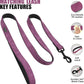 Didog Soft Padded Leather Dog Collar and Leash Set, Heavy Duty Dog Leash and Collar Set with Metal Buckle, Breathable Dog Collars with 4FT Leather Dog Leash for Small Medium Large Dogs, Purple, M