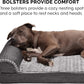 Furhaven Orthopedic Dog Bed for Large/Medium Dogs w/ Removable Bolsters & Washable Cover, For Dogs Up to 55 lbs - Luxe Faux Fur & Performance Linen Sofa - Charcoal, Large