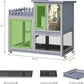 COZIWOW Double Layers Durable 38In Rabbit Hutch Indoor on Wheels, Small Animal Houses Habitat, Rolling Large Bunny Cage Outdoor with Removable Tray, Ramp, Two Story Bunny Cage（Grey with Pattern）